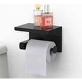 thumbnail image 2 of Toilet Paper Holder, Roll Paper Holder Without Drilling Toilet Paper Holder, Paper Dispenser with Shelf, SUS 304 Stainless Steel, Self-adhesive and Wa, 2 of 5