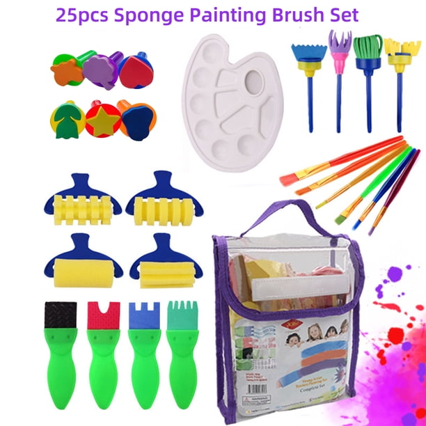 Ensemble de pinceaux de peinture Xinxinjia 15 pièces pour la maternelle - Outils d'art éponge et ligne