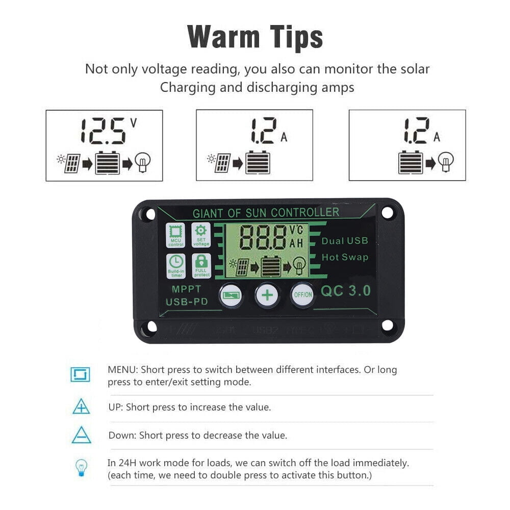 Jahy2Tech 200W Solar Panel Kit 100A 12V Battery Charger Controller Caravan Boat Outdoor