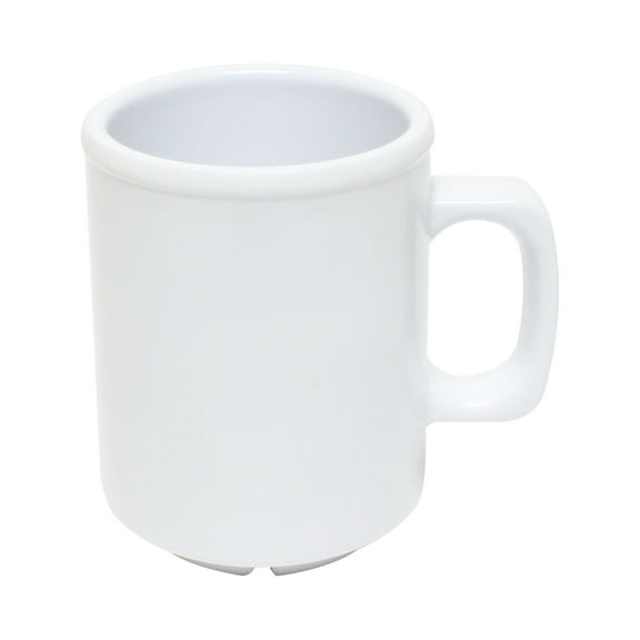 Excellante Color White melamine dinnerware collection 8 oz mug, white, comes in dozen