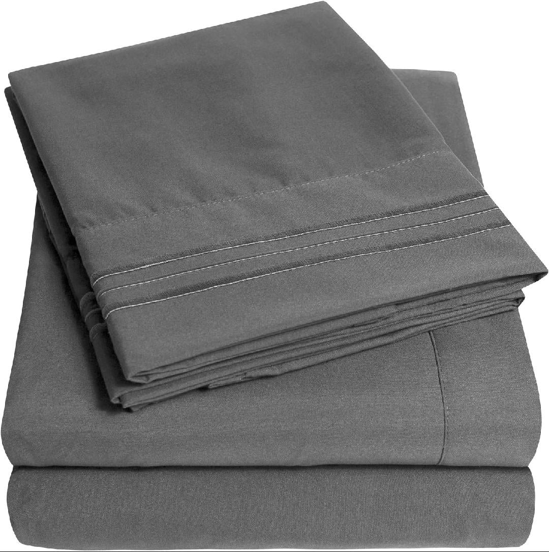 1500 Supreme California King Sheet Sets Gray Luxury Hotel Bed Sheets and Pillowcase Set for