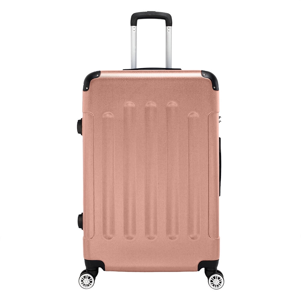 Luggage 3 Piece Set Suitcase, Airline Approved ABS Hardshell Luggage with Spinner Wheels, Carry on Lightweight Suitcase with Telescoping Handle, Large Capacity Traveling Storage Suitcase, Rose Gold