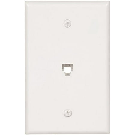 Phone Jack Wall Plate - Cooper 3533-4W White Four Wire Mid-Size Telephone Jack Wall Plate