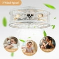 thumbnail image 6 of Cusp Barn 20-In Retro Distressed White Ceiling Fan with Light, Flush Mount Low Profile Caged Ceiling Fan with Reversible Blades and Remote Control, 6 of 10