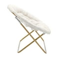 thumbnail image 5 of BizChair 56" Portable Folding Double Saucer Chair with 2 Folding Ottomans Ivory Faux Shearling with a Soft Gold Steel Frame for Dorm or Bedroom, 5 of 13