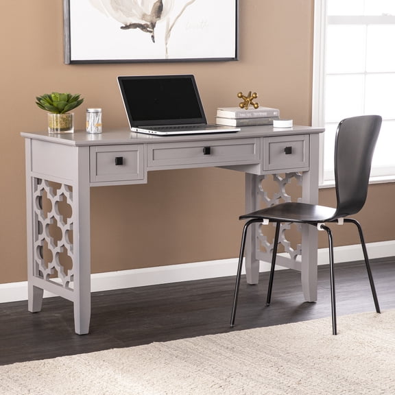 SEI Furniture Endorville Engineered Wood Writing Desk with Storage in Gray