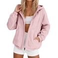 thumbnail image 3 of Zip Up Rain Jacket Women Lightweight Waterproof Hooded Jacket Casual Windbreaker Outdoor Raincoat, L, 3 of 6