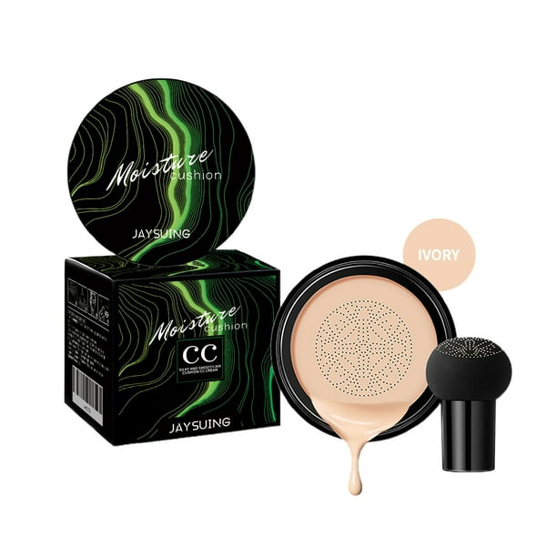 Jaysuing-corrector con forma de cabeza de hongo, base hidratante natural iluminadora de larga duración,Blanco marfil