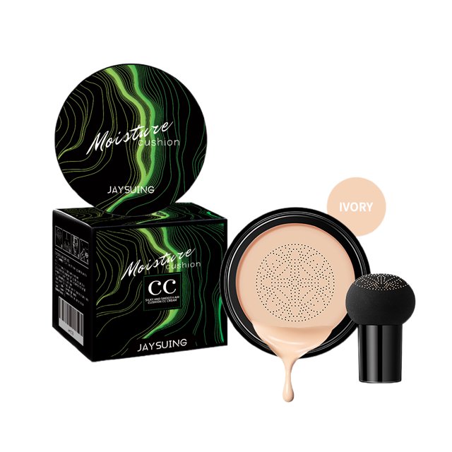 Jaysuing-corrector con forma de cabeza de hongo, base hidratante natural iluminadora de larga duración,Blanco marfil