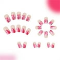thumbnail image 5 of Medium Square False Nail Pink Flower Designs Press On Nail Full Cover Acrylic Artificial Nail Glossy Stick on Nail, 5 of 9