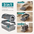 thumbnail image 2 of MeWang Extra Large Stainless Steel Cat Litter Box with Lid, Enclosed High-Sided Litter Pan for Large Cats, Front & Top Entry, Odor Control, Scoop and Litter Mat Included, Grey, 2 of 5
