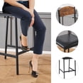 thumbnail image 4 of Modern Bar Table and Chairs Set for 2, Counter Height Dining Furniture with PU Upholstered Stools, Backrest & Footrest – Gray / Retro Color, 2-Pack / 4-Pack / 1+2 Set Options, 4 of 6