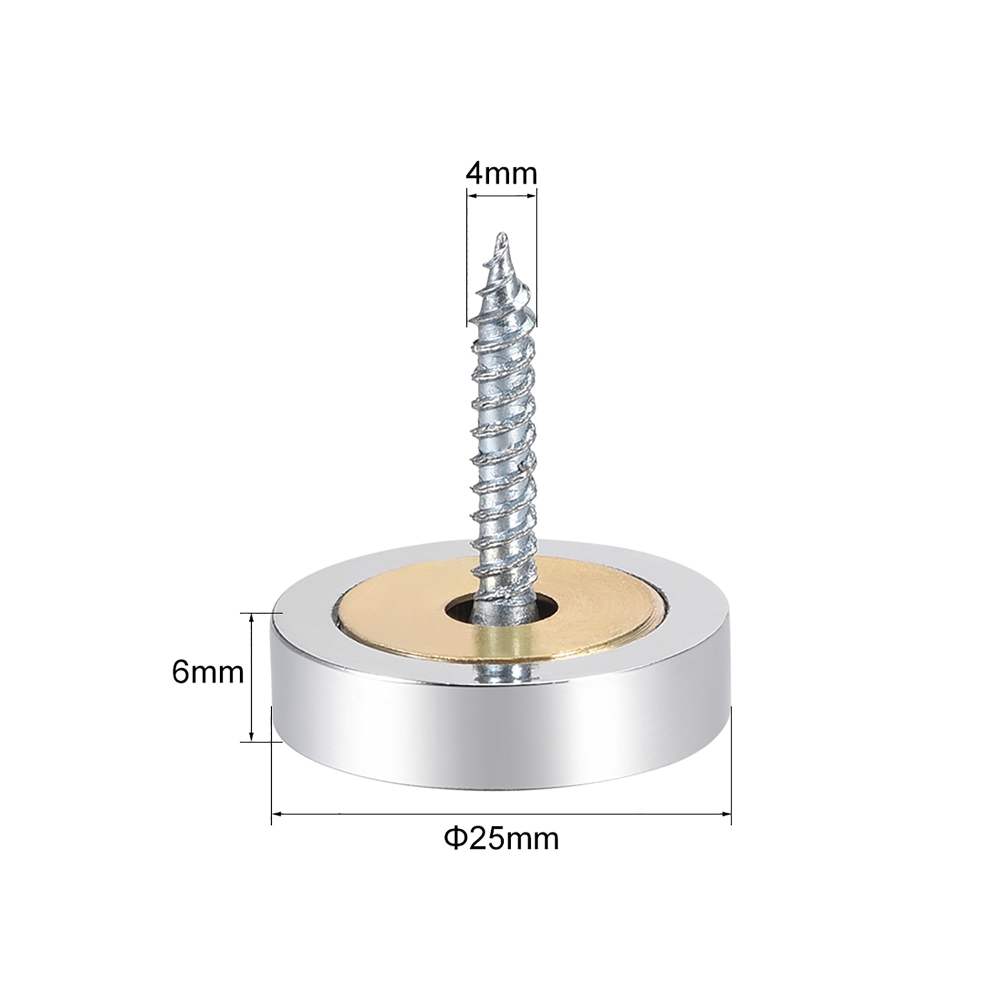 25mm Mirror Screws Decorative Caps Cover Nails Polished Stainless Steel 8Pack