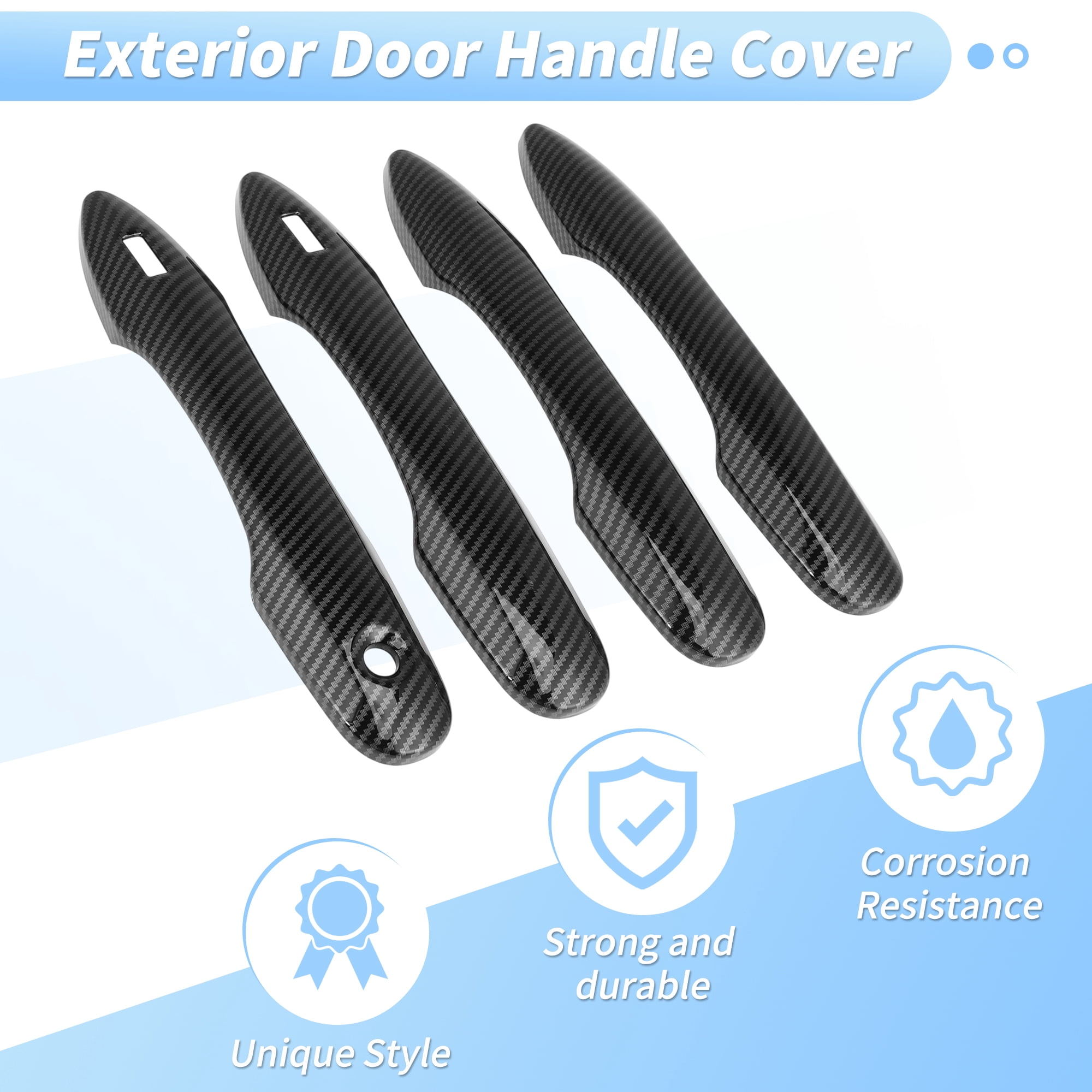 Unique Bargains Exterior Door Handle Cover for Toyota Camry 2018-2024 Black Carbon Fiber