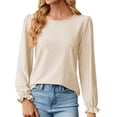 thumbnail image 2 of Mashaouyo Women's Puff Long Sleeve Sweatshirts Crewneck Loose Pullover Tops Clearance Sale, 2 of 4