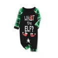 thumbnail image 6 of Acuteok Family Matching Christmas Pajamas, Elf Letter Print Long-Sleeved Tops + Plaid Pattern Trousers Glow at Night Sleepwear, 6 of 10