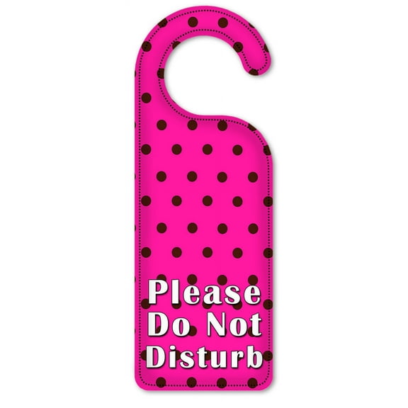 Do Not Disturb Door Knob Hanger Sign - Pink Polka Dots