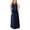 Navy, variant on Womens Navy Slitted Sleeveless Illusion Neckline Full-Length Evening Fit + Flare Dress Plus 14W