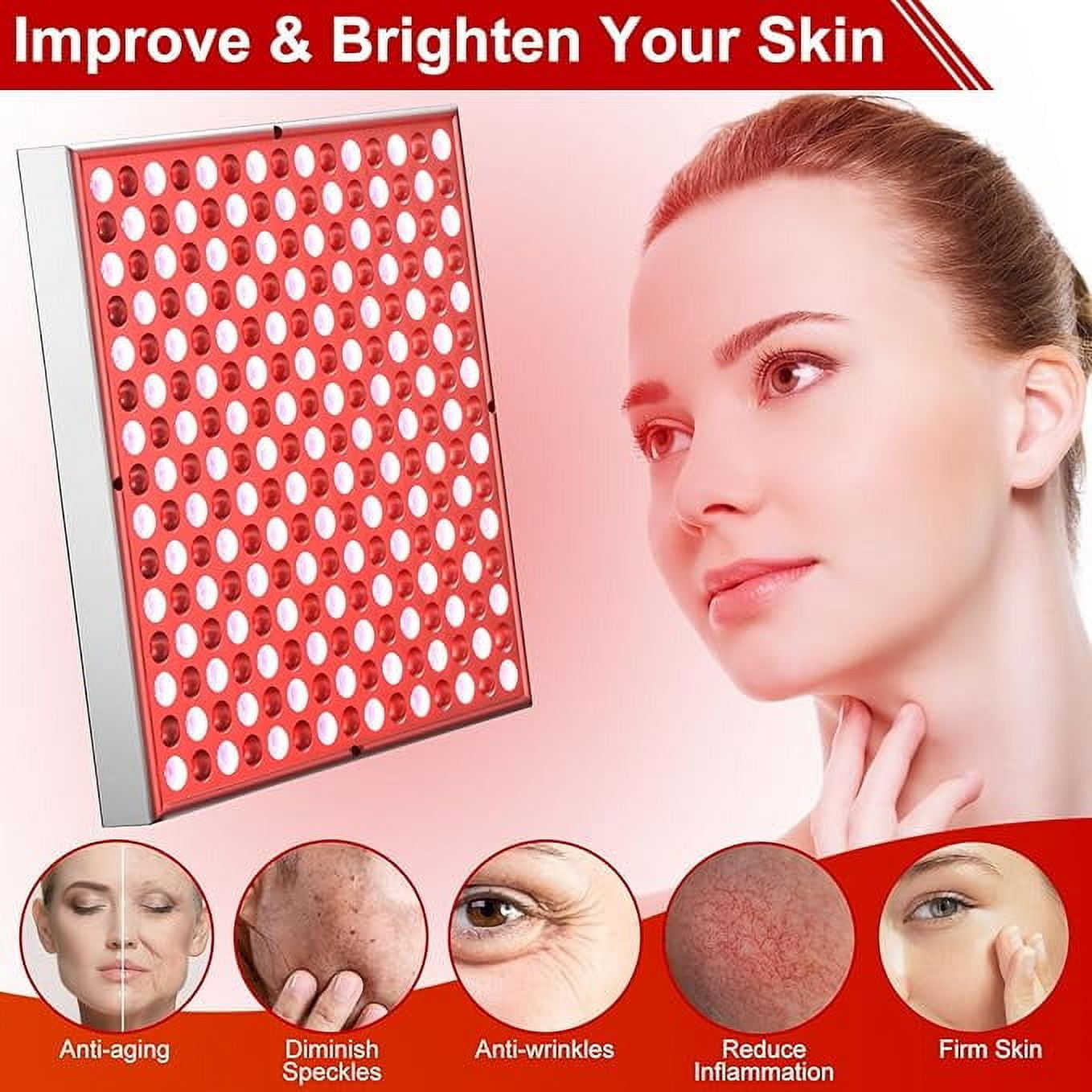 Red Light for Body and Face Panels with Stand Infrared Red Light Lamp Device 45W Led Light Combined 660nm with 850nm for Skin Care Muscles Neck Back