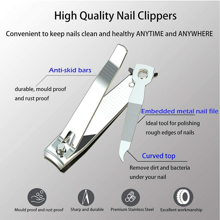 Heldig Nail Clippers Set, Fingernail Toenail Cuticle Trimming Cutter, Sharp  Curved Slant Cutting Blades, Stainless Steel Pedicure Manicure Kit, Nail  File with Portable Pouch 5PCS 