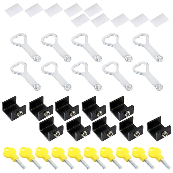 10Pcs Sliding Window Lock with Key Window Stoppers Window Security Lock for Horizontal Sliding Window Easy Installation