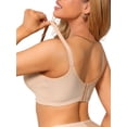 thumbnail image 3 of INSPIRE CHIC Women's Lace V-Neck Full Coverage Bra Wireless Push Up Soft Cup Breathable Minimizers B 42 Beige, 3 of 5