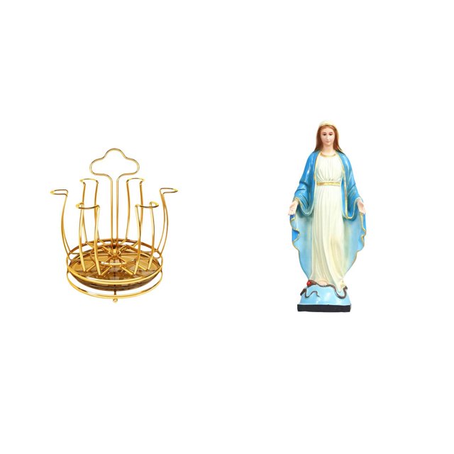 Escurridor De Tazas Giratorio De 360 grados Con Soporte Para Tazas, Organizador Con Elegante Figura De La Virgen María, Adorno Religioso De Jesús, Escultura Católica Para Gabinete,