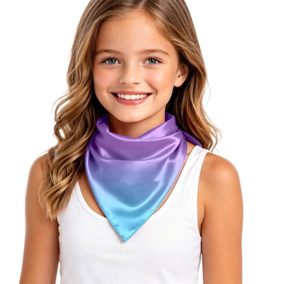 Elegant Girl's Satin Silk Scarf with Gradient Tone for Kids Lightweight Shawl Everyday Wear