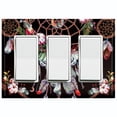 thumbnail image 1 of Metal Light Switch Plate Cover Beaded Feather Dreamcatcher Black DRM007, 1 of 13