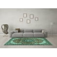 thumbnail image 3 of Ahgly Company Indoor Rectangle Medallion Turquoise Blue Traditional Area Rugs, 2' x 4', 3 of 4