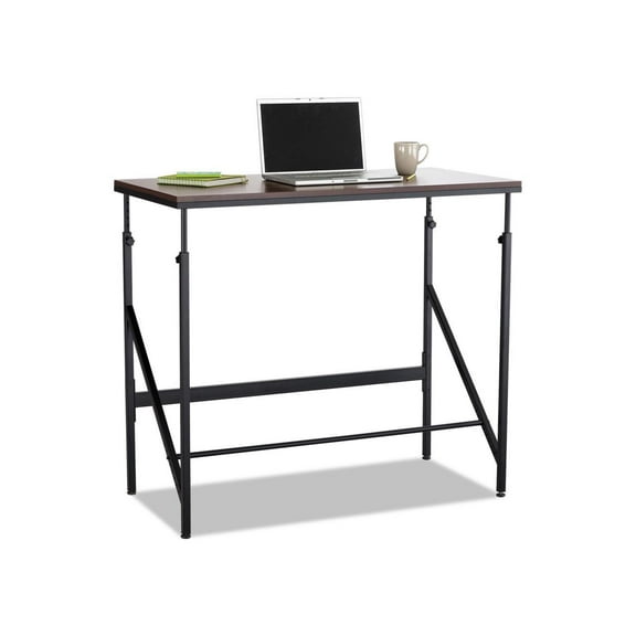 Safco Standing Height Adjustable Desk, Walnut/Black Office Desk, Gaming Station, Craft Table