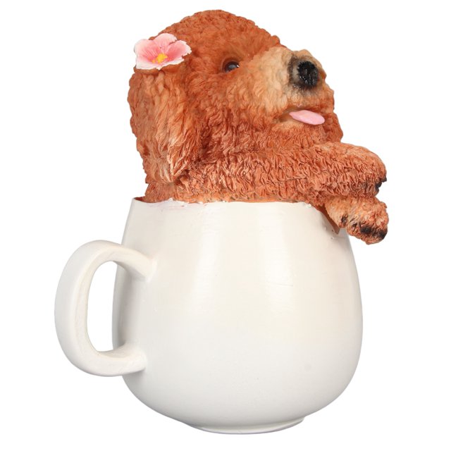 Figura De Cachorro De Taza De Té, Estatua De Perro Coleccionable De Resina Con Detalles Ricos De 6,1 Pulgadas Para Decoración Del Hogar De Cafetería Bar, Figura Coleccionable De Cachorro De Taza De Té
