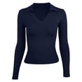 thumbnail image 4 of Laipiong Womens Tops 2026 Elegant Collar V-Neck Long Sleeve Slim Fitted Ribbed Knit T Shirts Basic Fall Winter Casual Going Out Vacation Clothes, 4 of 5