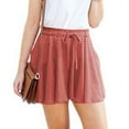 thumbnail image 2 of B91xZ Womens Shorts Casual 5" Inseam Drawstring Linen Blend Short,Red XXL, 2 of 4