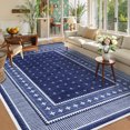 thumbnail image 4 of Nanan 5'x7' Modern Bordered Area Rug Geometric Carpet, Washable Stain-Resistant Non-Slip Rug for Living Room Bedroom Home Office, Blue, 4 of 10