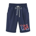 thumbnail image 2 of Sakmal Blue Shorts Womens Knee Length Bermuda Independence Day Chino Mid Rise 9" Straight Leg Shorts with Pockets, 2 of 5