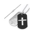 thumbnail image 3 of West Coast Jewelry Men's Cross and 'Lord's Prayer' Dog Tag Two Tone Necklace, 3 of 3