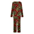 thumbnail image 5 of Tnhcen Women's Elegant Holiday Print Two-Piece Pajamas V-Neck Long Sleeve Pants Christmas Nightwear Loungewear Snug Home Clothes S-3XL, 5 of 6