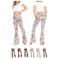 thumbnail image 6 of Women's Palazzo Pants Solid and Printed Wide Leg Flare Pants, 6 of 6