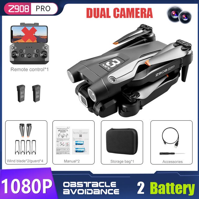 Z908 Pro Dron 4K RC, juguete de 2,4G, WIFI, Mini Dron profesional, evitación de obstáculos, helicóptero, cuadricóptero de Control remoto Fivean unisex