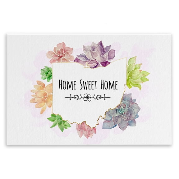 Stupell Industries Bohemian Ohio State Home Sweet Home Succulent Watercolor Vignette Wall Plaque Art, 15 x 10, by Ziwei Li