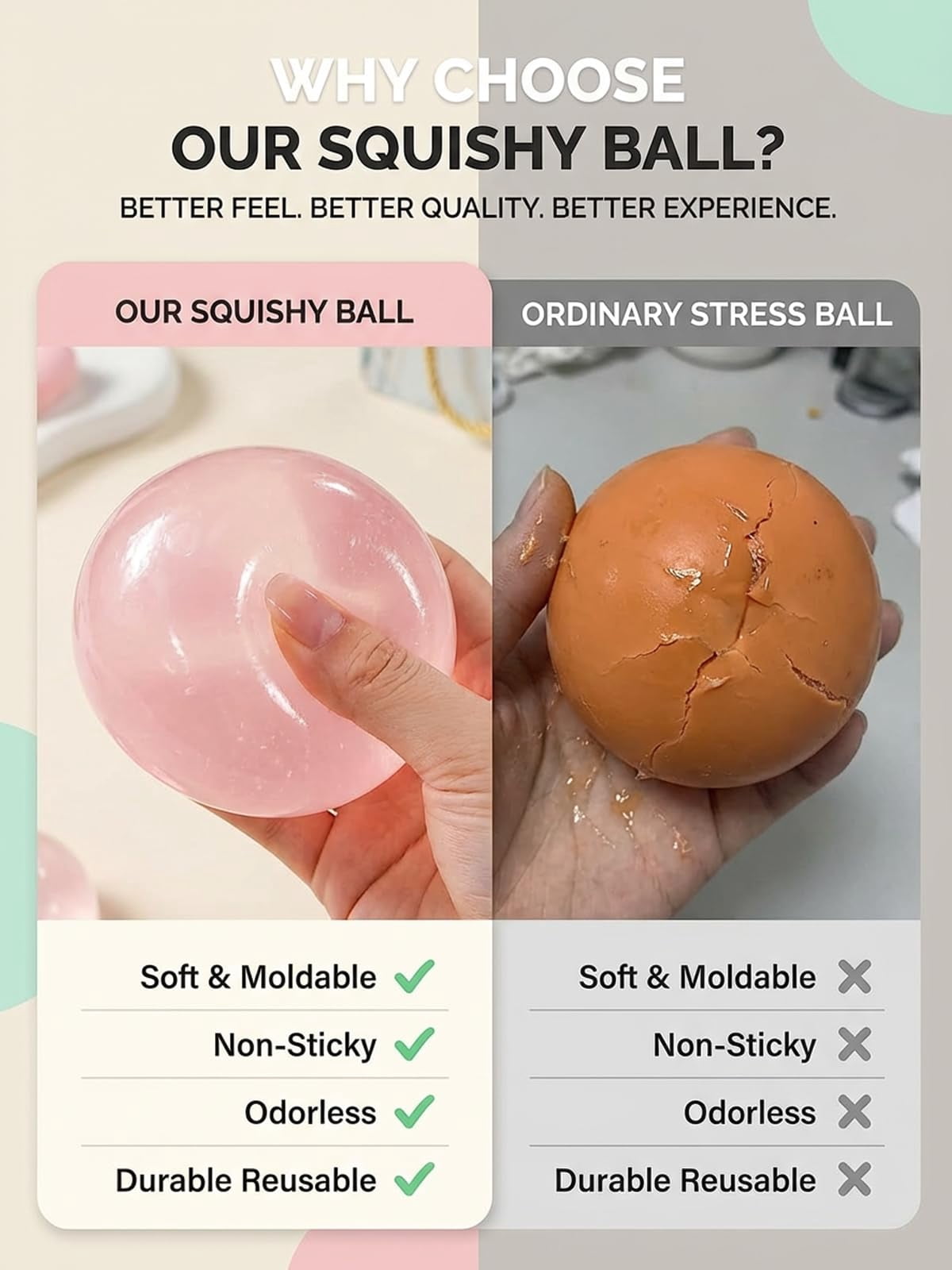 Coconut Oil Stress Ball Crunchy Oil Squishy Crunchy Squishy Moldable Sand Stressball Fidget Squishies Handmade Relief Balls Slow Rising No Air Soft Squeeze Focus Sensory Reusable