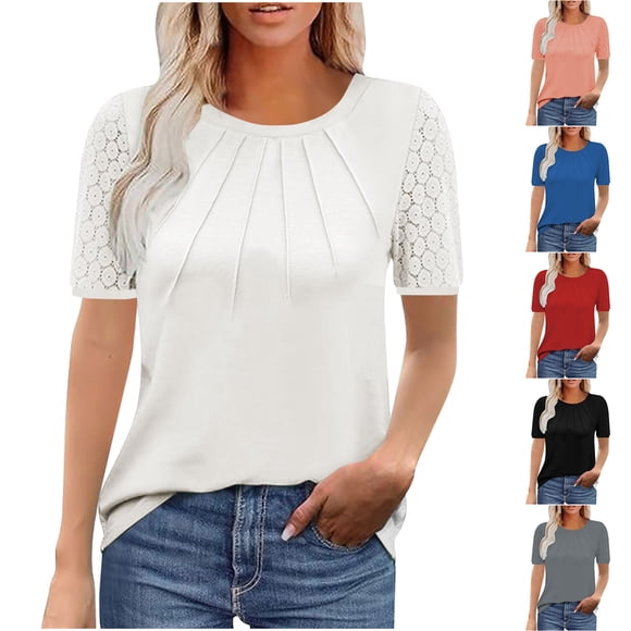 Sudadera con capucha extragrande,Blusa de encaje con escote en V para mujer, informal, de manga corta, de poliéster, holgada, para uso diario, sopatenor
