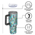 thumbnail image 4 of 40oz Pioneer Flower Floral Print Pattern Insulated Tumbler with Handle, BPA-Free Leak Proof Lid and Straws, Double Wall Vacuum, Hot 12h/Cold 34h, 4 of 6