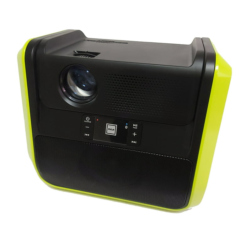 RCA Portable Projector Entertainment System - Outdoor, Built-In Handles And  Speaker , RPJ060, Neon 