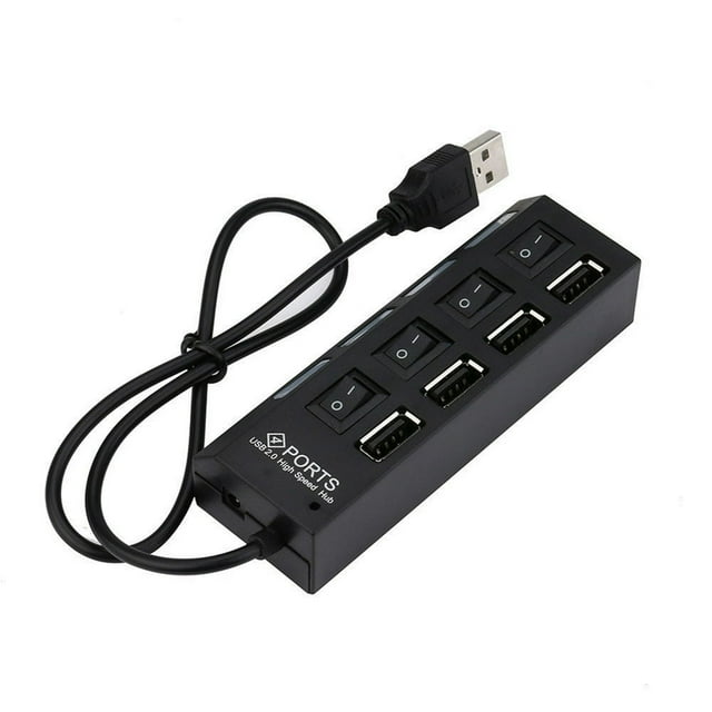 4 Ports USB 2.0 High Speed Power ON/OFF Switch Hub Adapter for Computer Laptop