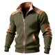 thumbnail image 2 of Ceisia Men's Solid Color Long Sleeve Stand-Up Gift Zipper Flap Cargo Jacket Windbreaker CoatFeatures: 1.This coat mad e, 2 of 5