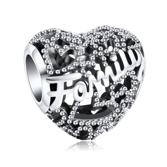 ROSIANNA 925 Sterling Silver Charm for Bracelets Retro Heart Family Charms Women Bracelet Charm