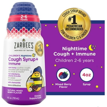 Zarbee's Children's Night Honey Cough Syrup   Immune, Berry, 4 fl. oz