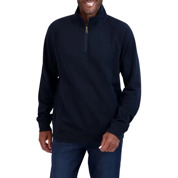 Lee Men's Long-Sleeve Heavyweight Fleece Quarter Zip Sweater (Black, Medium, M)